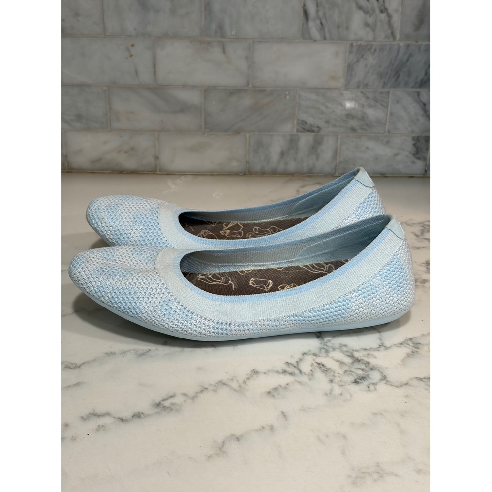 Allbirds Tree Breezers Light Blue White Knit Ballet Flats Womens 10